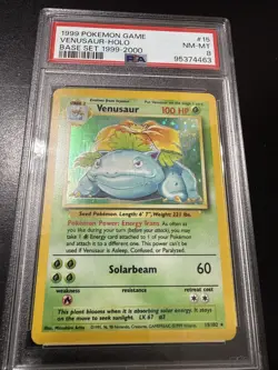 1999 Pokemon Base Set Venusaur Holo Unlimited Rare #15/102 PSA 8 very clean - Image 1