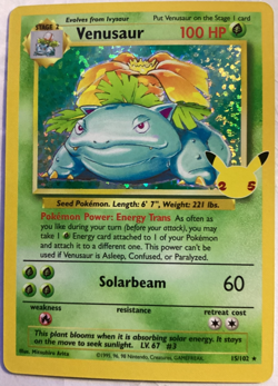 Pokemon TCG Venusaur Holo Swirl Rare Card 15/102 Base Set NmMt !!! - Image 1