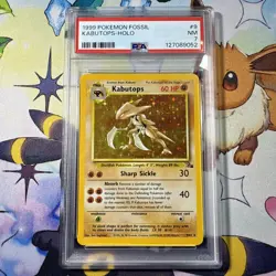1999 Pokemon Kabutops Holo Rare Card 9/62 Unlimited Fossil PSA 7 NM Near Mint - Image 1