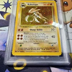 1999 Pokemon Kabutops Holo Rare Card 9/62 Unlimited Fossil PSA 7 NM Near Mint - Image 2