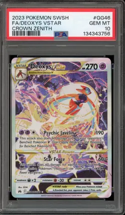 Pokemon Deoxys VSTAR Crown Zenith Galarian Gallery Full Art #GG46 PSA 10 - Image 1