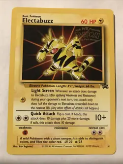 Electabuzz Pokemon WB Gold Stamp #2 1999 First Movie Black Star Promo and Insert - Image 2