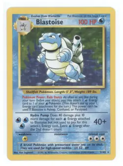 1999 Pokemon Base Set Blastoise Holo Rare #2/102 - Image 1