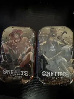 One Piece Card Mini-Tin Pack Set Vol.2 New Sealed.Includes Sabo Tins - Image 1