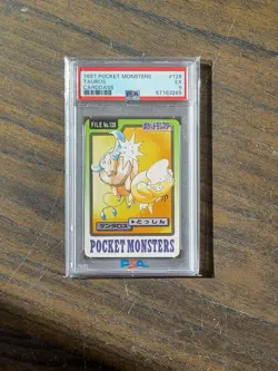 1997 POCKET MONSTERS CARDDASS POKEMON #128 TAUROS PSA 5 - FEATURING PSYDUCK! - Image 1