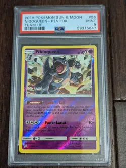2019 Pokemon Sun & Moon Team Up Nidoqueen Reverse Holo #56 - PSA 9 MINT - Image 1