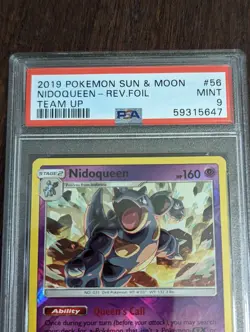 2019 Pokemon Sun & Moon Team Up Nidoqueen Reverse Holo #56 - PSA 9 MINT - Image 3