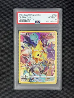 2023 POKEMON SWORD & SHIELD CROWN ZENITH #160 FULL ART/PIKACHU PSA 10 - Image 3