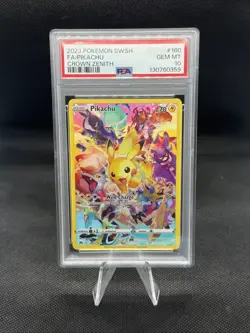 2023 POKEMON SWORD & SHIELD CROWN ZENITH #160 FULL ART/PIKACHU PSA 10 - Image 5