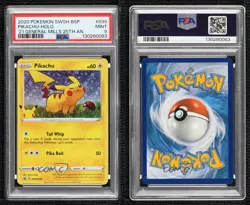 Pikachu (General Mills Promo) Holo Pokemon Sword & Shield Black Star PSA 9 MINT - Image 3