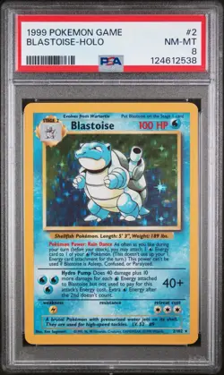 1999 POKEMON BASE SET BLASTOISE HOLO 2/102 PSA 8 - Image 1