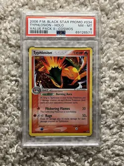 Typhlosion PSA 8 Pokemon 2006 Value Pack Promo 034 Cosmos Holo Swirl Low POP 50 - Image 1