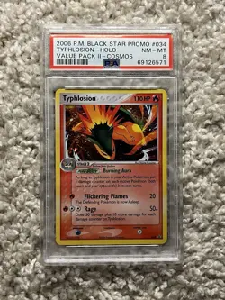 Typhlosion PSA 8 Pokemon 2006 Value Pack Promo 034 Cosmos Holo Swirl Low POP 50 - Image 5