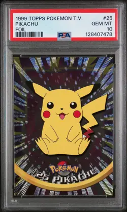 1999 TOPPS POKEMON TV FOIL #25 PIKACHU PSA 10 - Image 1
