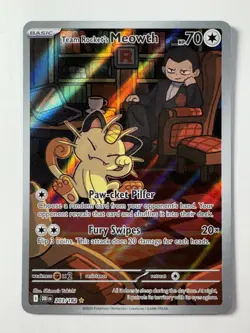 Pokemon: Team Rocket's Meowth Illustration Rare IR Holo 203/182 (Near Mint) - Image 1