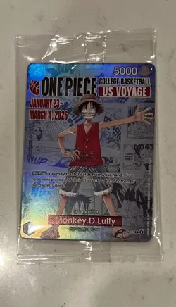 One Piece Gonzaga CCG Monkey D. Luffy Promo Holo Card College Basketball - Image 1