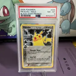 2006 Pokemon Delta Species Pikachu Holo #035 Black Star Promo PSA 8 SWIRL - Image 1