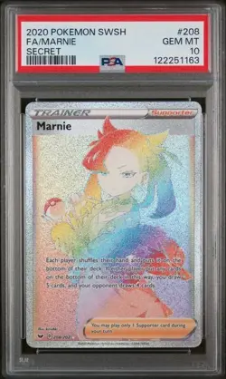 PSA 10 Marnie 208/202 Rainbow Rare Sword & Shield Pokemon Card💎SHIPS ASAP - Image 1