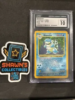 1999 Pokemon Base Set Unlimited Blastoise Holo Rare Card 2/102 CGC 10 - Image 1
