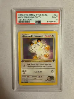 2000 Pokemon - 1st Edition Giovanni’s Meowth - Gym Challenge 74/132 PSA 9 Mint! - Image 1
