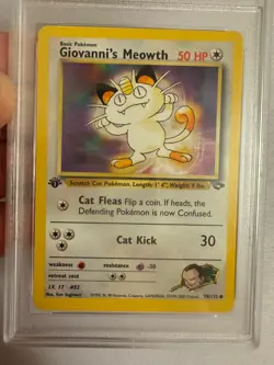 2000 Pokemon - 1st Edition Giovanni’s Meowth - Gym Challenge 74/132 PSA 9 Mint! - Image 3
