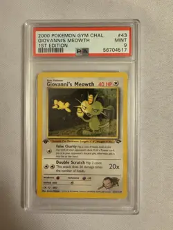 2000 Pokemon - 1st Edition Giovanni’s Meowth - Gym Challenge 43/132 PSA 9 Mint! - Image 1