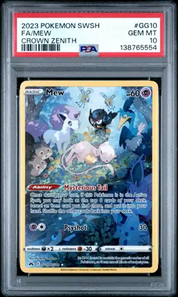 2023 POKEMON SWORD & SHIELD CROWN ZENITH #GG10 FULL ART/MEW PSA 10 - Image 1