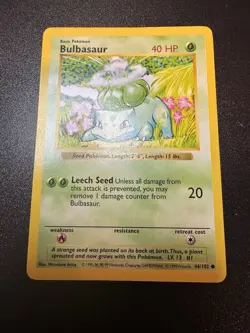 Bulbasaur Pokemon TCG 1999 Shadowless Set Vintage 44/102 NM Base Set - Image 2
