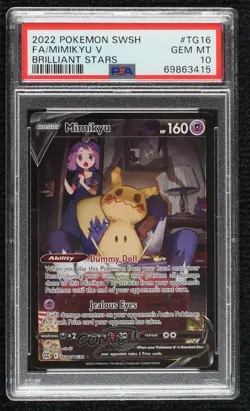 Full Art Mimikyu V Pokemon Sword & Shield Brilliant Stars Trainer Gallery PSA 10 - Image 1