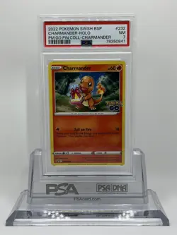 2022 Pokemon Promo SWSH 232 Charmander Holo Pokemon Go Pin GRADED PSA NM 7 - Image 1