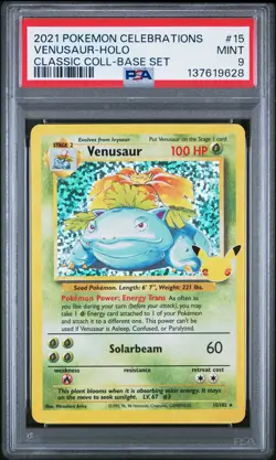 PSA MINT 9 - 2021 POKEMON CELEBRATIONS CC BASE SET 15 VENUSAUR HOLO - Image 1