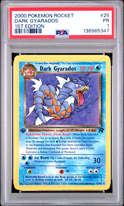 PSA 1 1ST EDITION 2000 Pokemon Team Rocket Dark Gyarados 25/82 Non Holo WOTC - Image 1