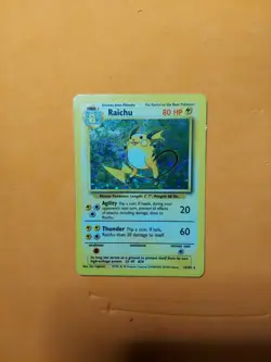 1999 Pokemon Raichu #14/102 Base Set Rare Holo [Damaged] - Image 1