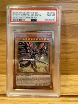 Yugioh Red-Eyes Darkness Metal Dragon MGED-EN009 Gold Rare 1st Alt Art PSA 8 - Image 1