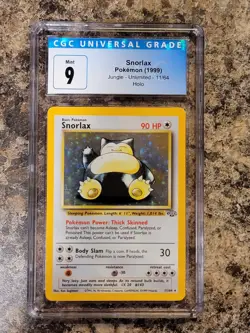 CGC 9 Snorlax Pokemon 1999 Jungle Unlimited 1164 Holo Card PSA G2U - Image 1