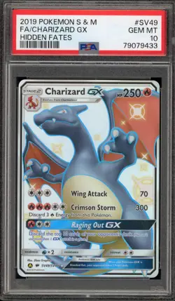 Pokemon Charizard GX Hidden Fates Full Art #SV49 PSA 10 Gem Mint - Image 1