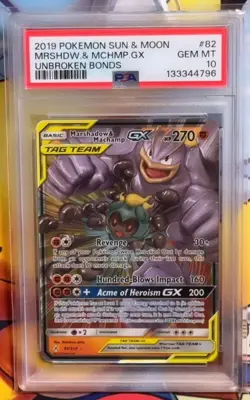 Pokemon PSA 10 Marshadow & Machamp GX From Unbroken Bonds - 82/214 - Image 1