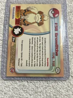 Growlithe #58 - 1999 Topps Pokemon Series 1 Black Logo Rainbow Holo NM - Image 2