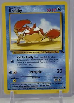 Krabby 1999 Pokemon TCG # 51/62 Fossil Unlimited Regular WoTC Common - Image 1