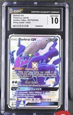 Pokemon 2019 Hidden Fates Darkrai GX Shiny Vault SV70/SV94 CGC 10 Gem Mint - Image 1