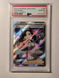 2020 POKEMON JPN SWORD & SHIELD SHINY STAR V #198 FULL ART/MARNIE PSA 10 - Image 1