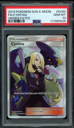 Pokemon PSA 10 Cynthia SV82/SV94 Sun & Moon Hidden Fates Shiny Vault Gem Mint - Image 1