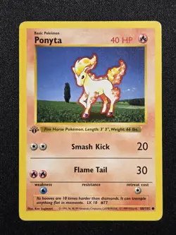 [HP] 1st Edition Ponyta 060/102 (Shadowless) Vintage Base Set Pokemon Card - Image 1