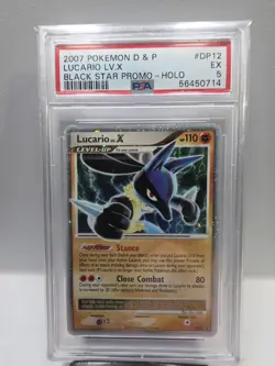 2005 Pokemon D&P Lucario Lvl.X DP12 Black Star Promo PSA 5 - Image 1