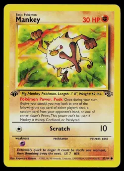 Pokemon Card Mankey 55/64 Jungle 1st Edition - Image 1