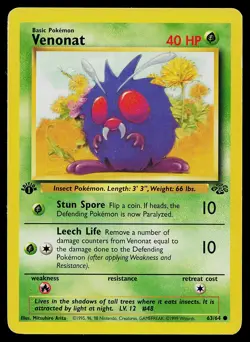 Pokemon Card Venonat 63/64 Jungle 1st Edition - Image 1