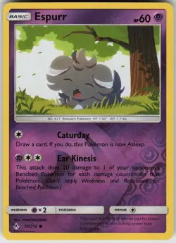 SM - Unbroken Bonds Espurr #79/214 Common Reverse Holo POKEMON - Image 1