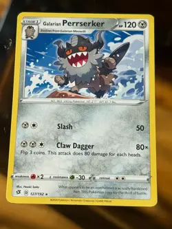 Galarian Perrserker Rare SWSH02: Rebel Clash 127/192 Pokemon Card - Image 1