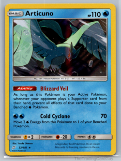 Pokemon 2019 Sun and Moon Team Up Holo Rare #32/181 ARTICUNO - NM - Image 1