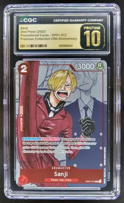 2022 ONE PIECE CCG SANJI PROMO 25TH OP01-013 CGC 10 PRISTINE E PT - Image 1
